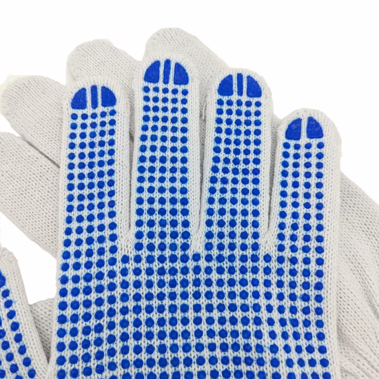 주문 로고 PVC 점선/점 장갑 작업 Guantes 안전 작업 면 니트 장갑