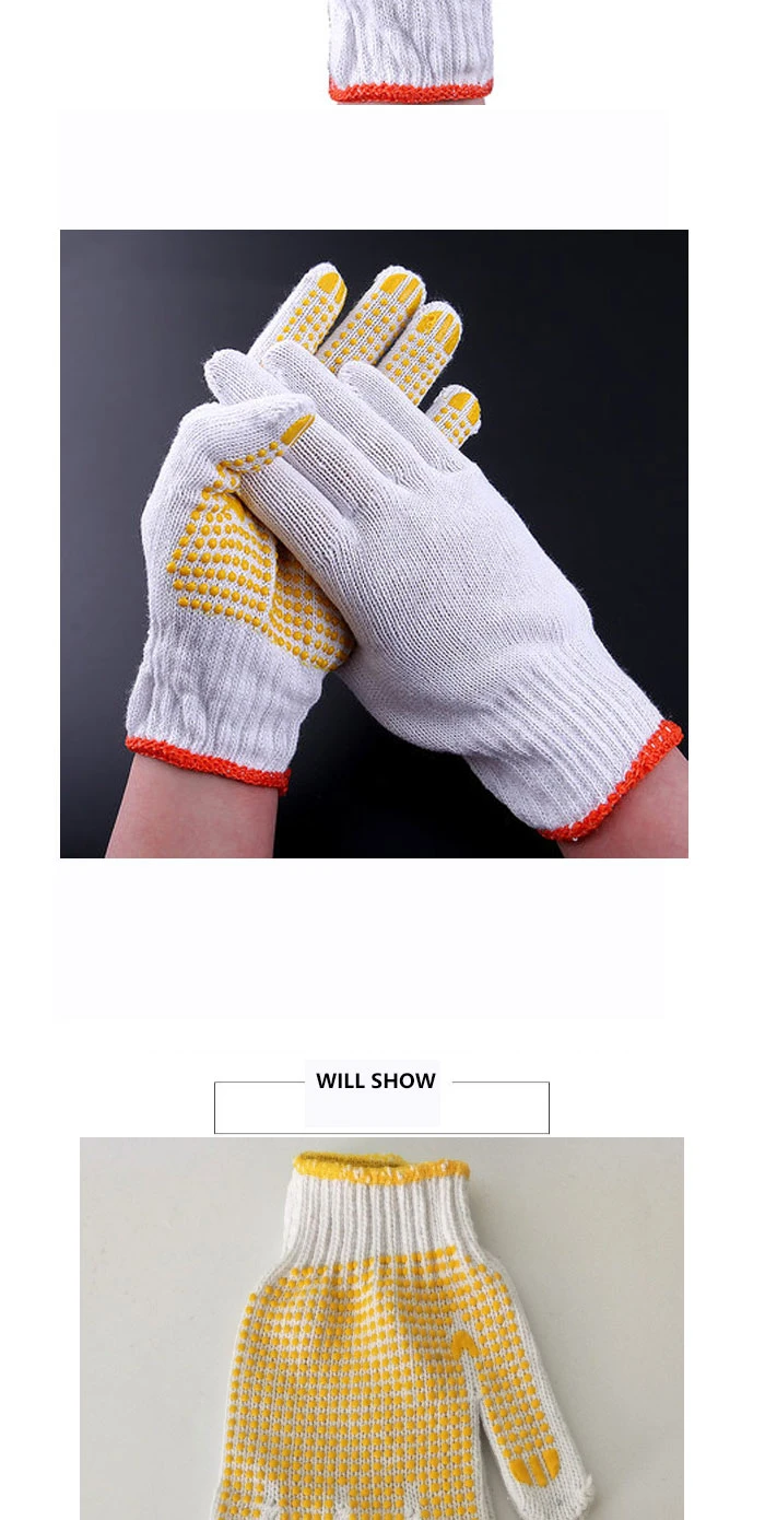 Wholesale Cotton Poly Resistant Knitted Dotted PVC Coated Safety Gloves